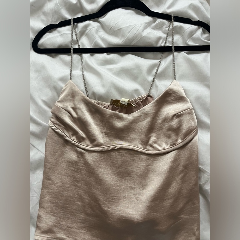 Champagne top with sparkly stripes!